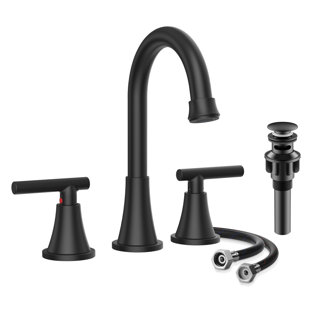 Robinet de salle de bain pour lavabo à 3 trous avec drain escamotable et conduites d'alimentation