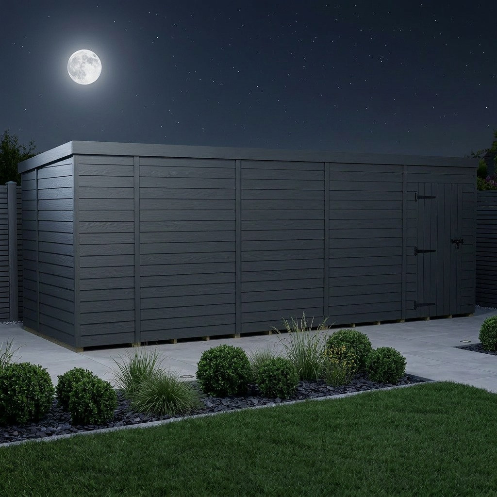 Total Sheds 19ft x 6ft Composite Pent Garden Shed - Single Door - No Windows - EPDM Rubber Roof - UK Manufactured