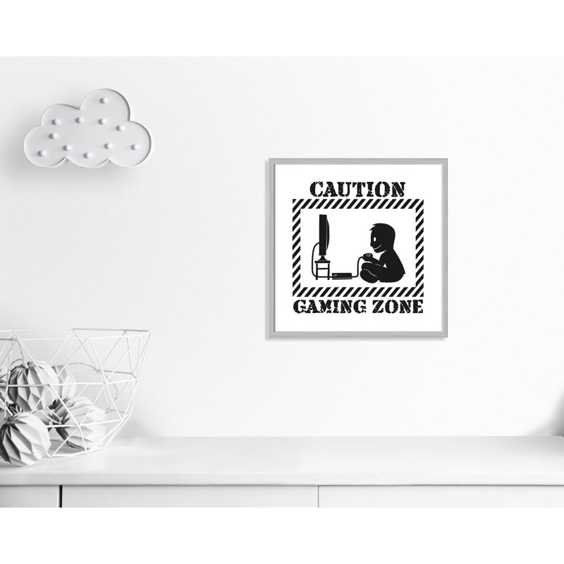 Impression sur papier Juvenile Gaming Gaming Zone Kids, H 23,5 po x l 23,5 po x P 1,19 po, Encadré de boîte argent