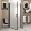 Porte de douche pivotante 36 po x 72 po, cadre en aluminium noir mat, demi-cadre, film en verre trempé anti-déflagrant de 1/4 po (6 mm)-123210071