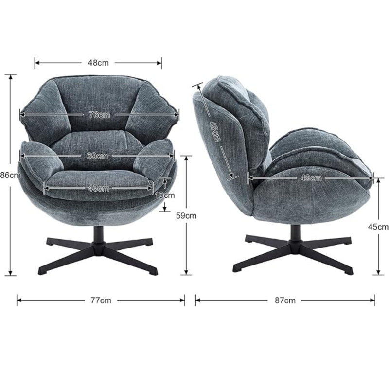 Upholstered Swivel Wingback Chair, Blue, Chenille