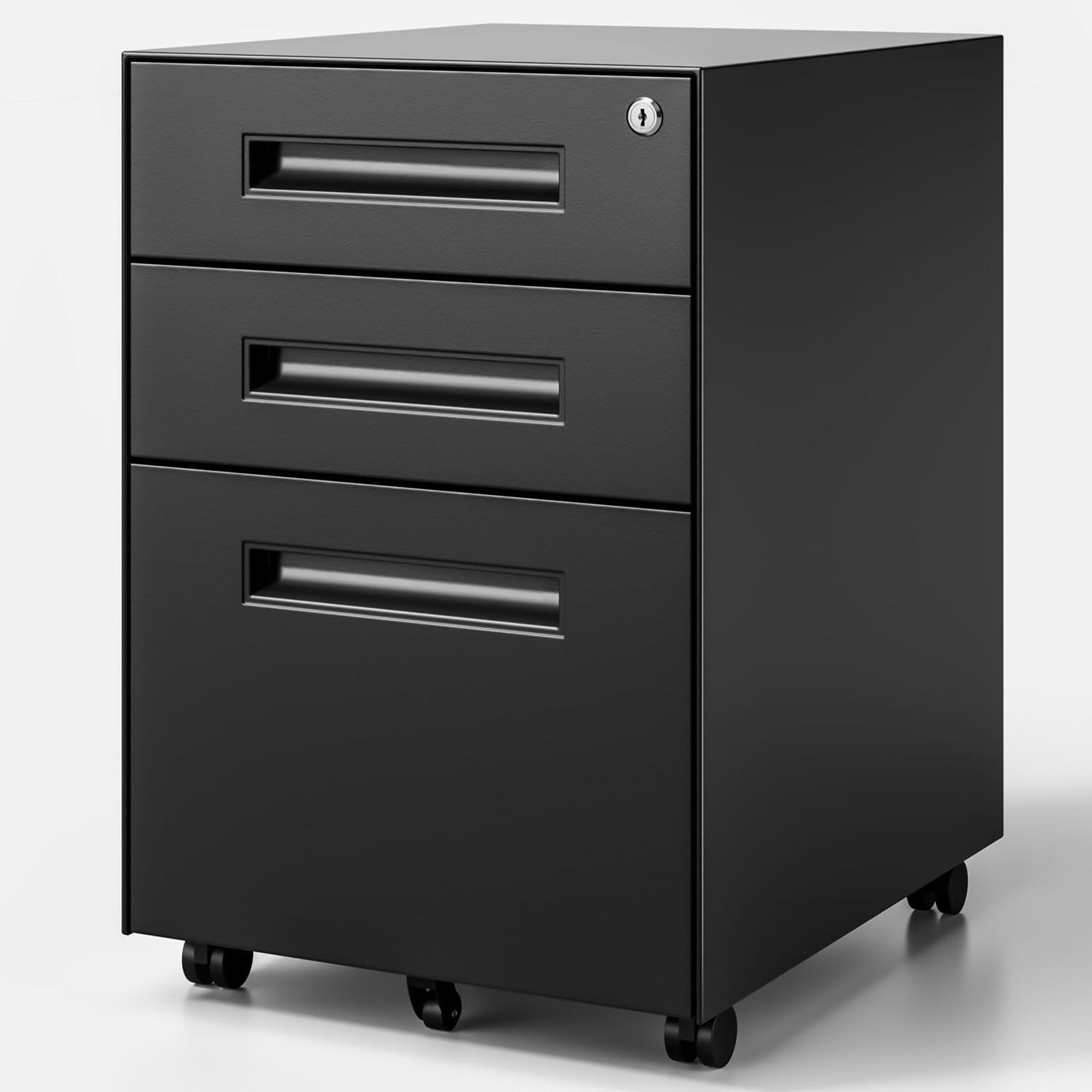 Inbox zero 3 drawer file cabinet mobile file cabinet with lock on