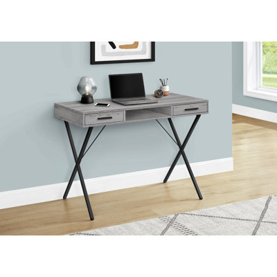Bureau d'ordinateur, bureau personnel, ordinateur portable, installation à gauche, à droite, tiroirs de rangement, L 42 po, travail, stratifié, métal noir, contemporain, moderne
