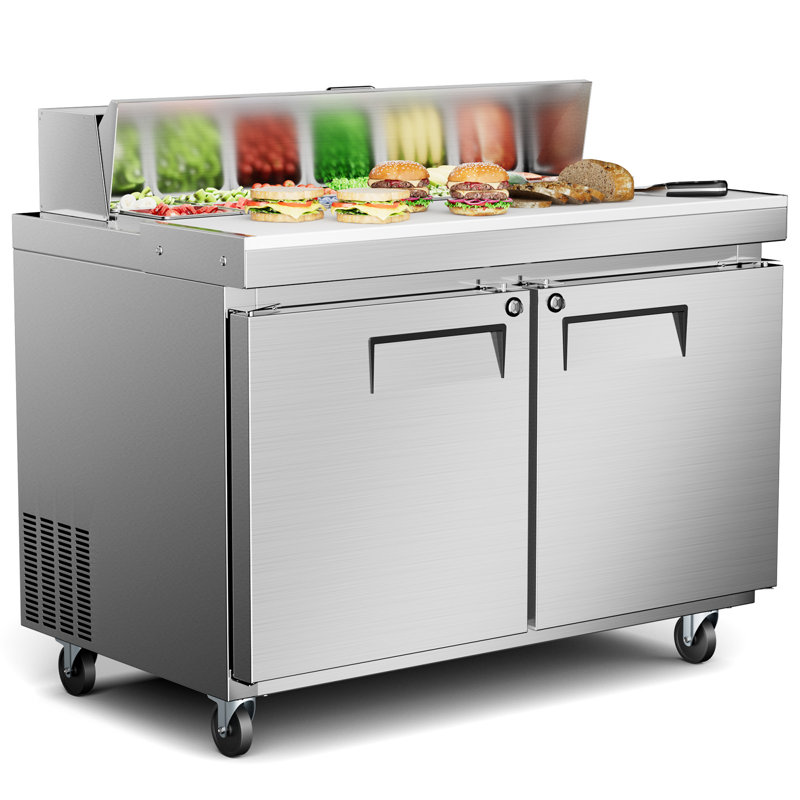 48-Inch Double-Door Commercial Food Prep Table Refrigerator – ETL Certified for Restaurant Use