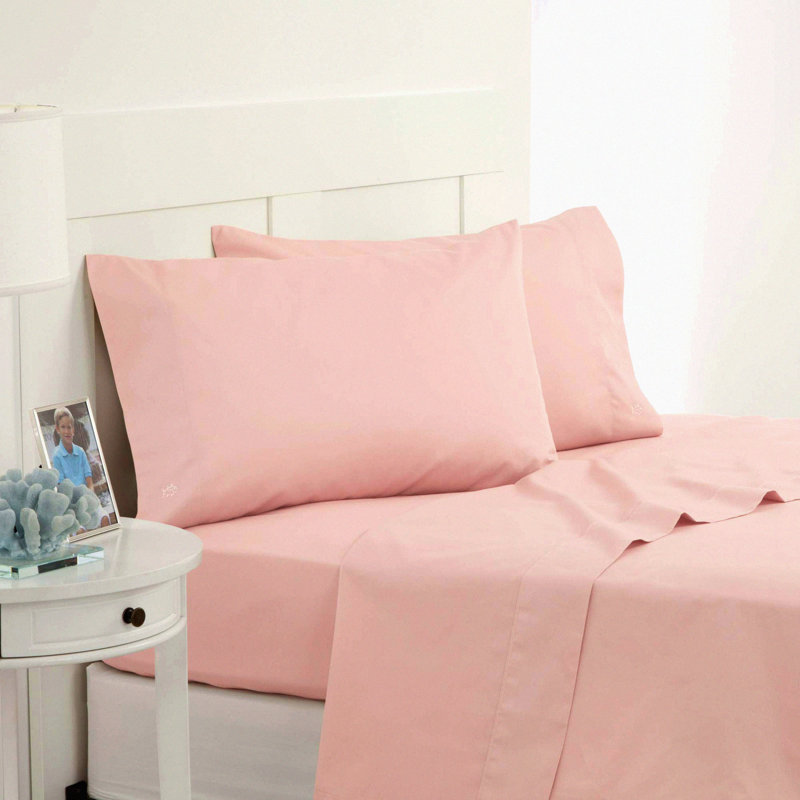 Cotton Twill Queen Size Sheet Set - Soft, Breathable, Luxurious Bedding - 1S36727, Pink