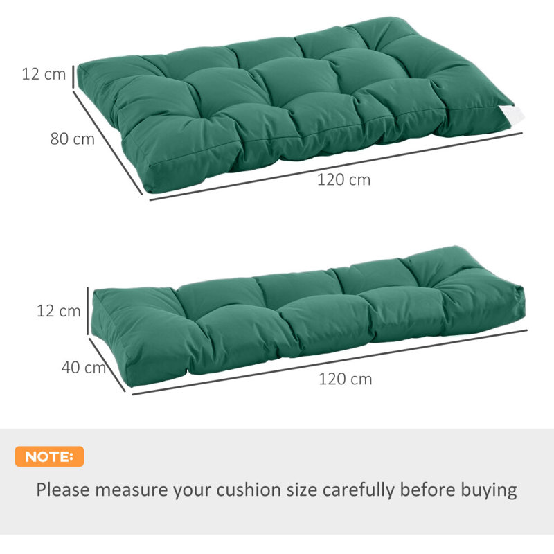 2 Piece Garden Seat/Back Pallet Cushion Set, Green Polyester