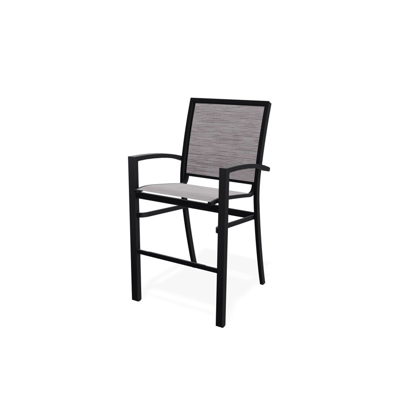 Chaise de café empilable à hauteur de barre Kendall, Noir, Fossile