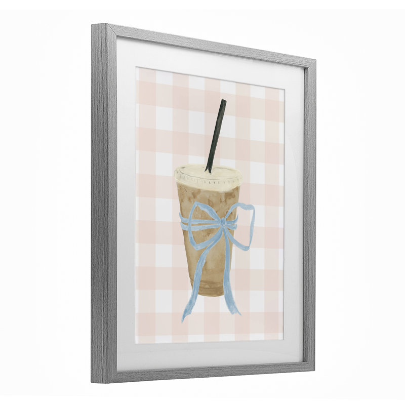 «Iced Coffee on Gingham», reproduction encadrée sous verre, conception de Lucille Price, H 16 po x l 13 po