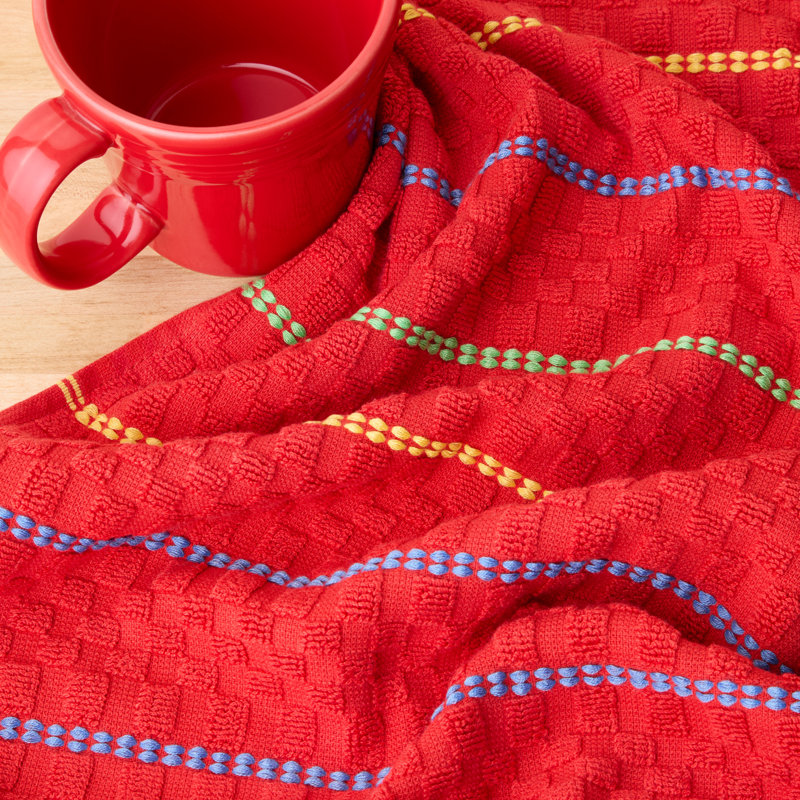 Ensemble de serviettes de cuisine 16 po x 28 po FIESTA Valencia, Rouge écarlate, 54
