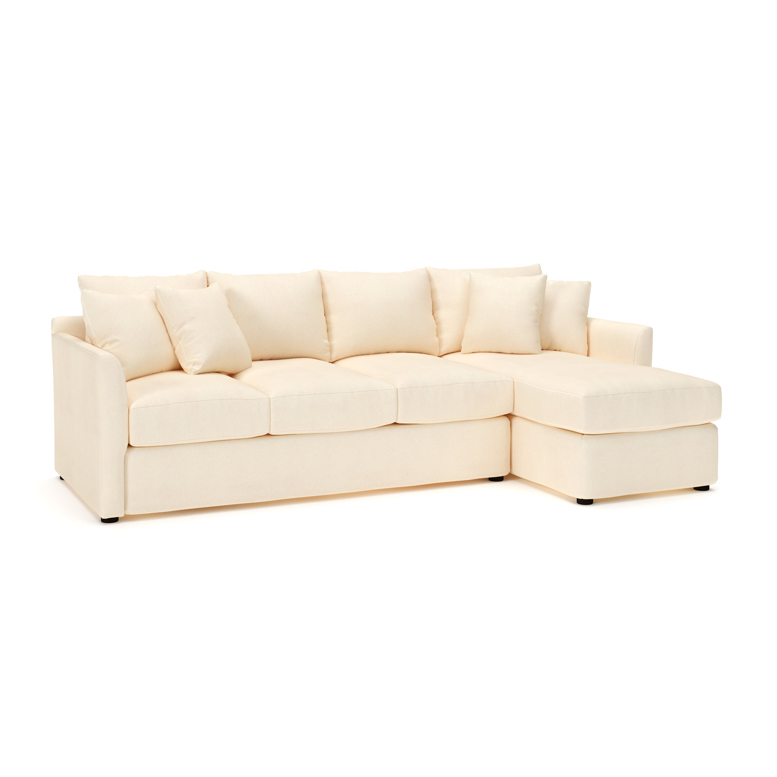 Cecelia Upholstered Chaise Sectional, Bayou Natural Canvas, Right Hand Facing