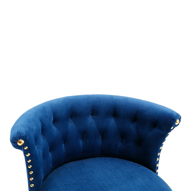 Swivel Upholstered Adjustable Height Counter Stool With Metal Base Set of 2, Blue