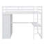 Lit mezzanine double en bois avec garde-robe intégrée, bureau, tablettes et tiroirs, blanc