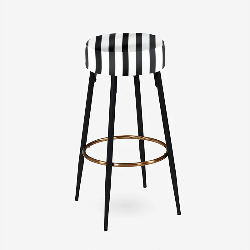 Ensemble de 2 tabourets de bar rayés noirs et blancs Harmony