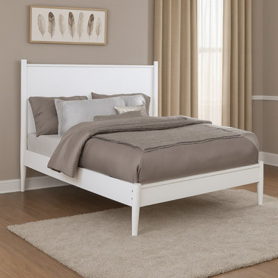Lit plateforme moderne en bois de taille moyenne Mid-Century avec finition blanche