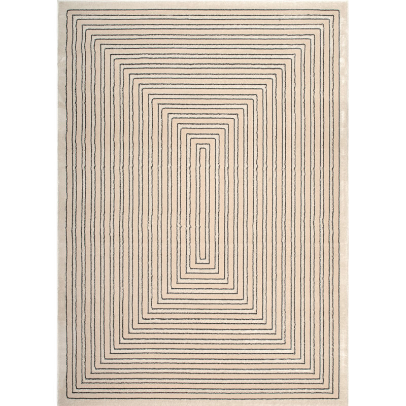 Monaco Series Abrstract Black/Gray/Ivory/Beige Area Rug, Rectangle 5'3" x 7'3"
