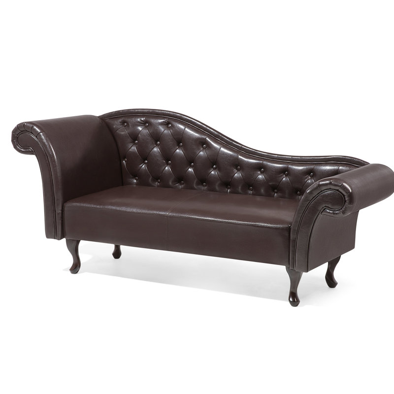 Charlemont Faux Leather Chaise Lounge, Brown