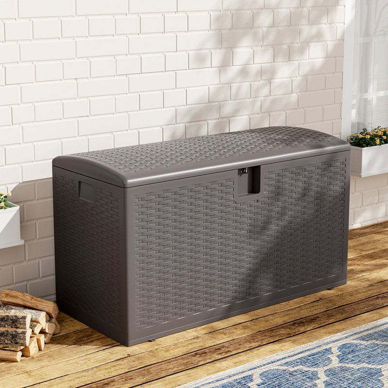 17 Stories Marwo 127cm W 99L Water Resistant Plastic Lockable Storage Bench, Brown