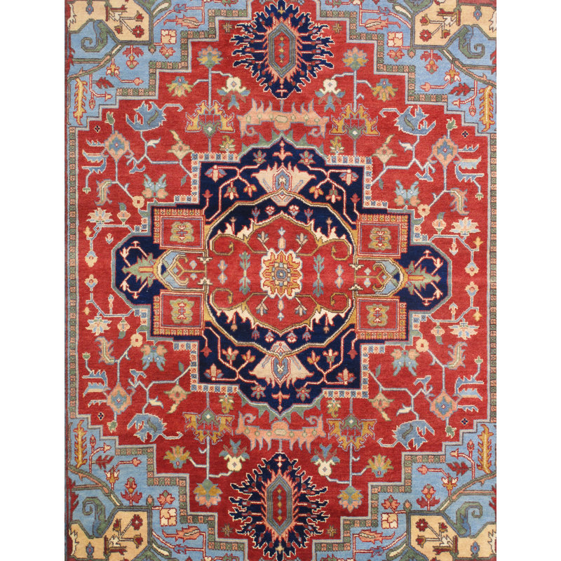 Serapi Handmade Wool Floral Area Rug, Rectangle 8' x 10'