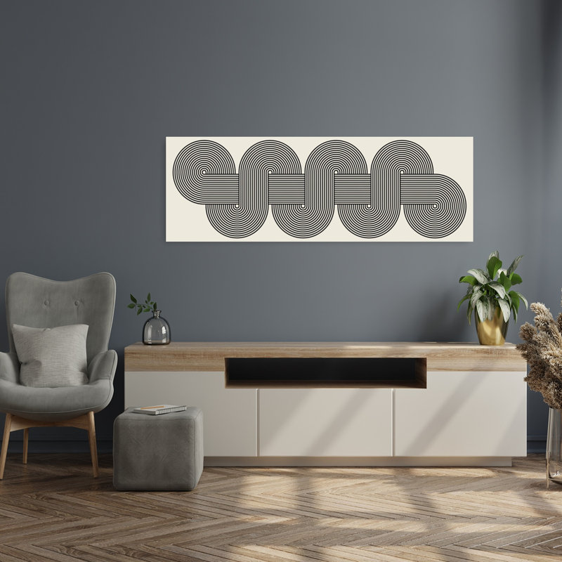 Art mural géométrique abstrait à lignes géométriques fluides, H 16 po x l 48 po