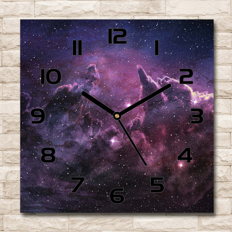 Inaky Glass Wall Clock, Black/Purple