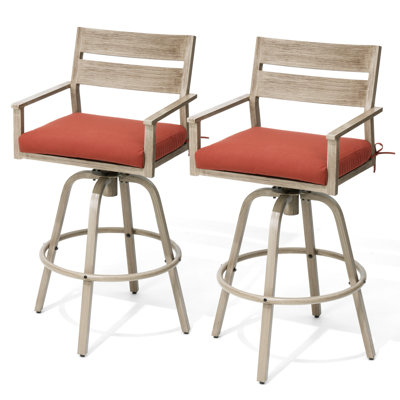 Taleah Swivel Aluminum Outdoor 28.7'' Bar Stool with Sunbrella Cushion