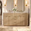 Meuble-lavabo double sur pied de 152 cm (60 po) avec portes et tiroirs cannelés, naturel-2023344220
