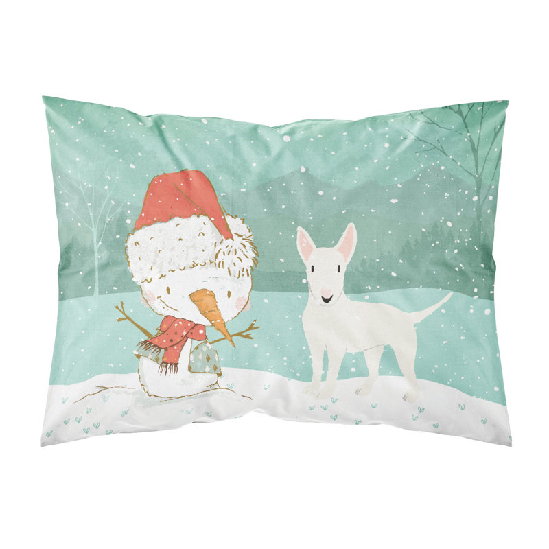 Snowman Christmas Microfiber, White Bull Terrier