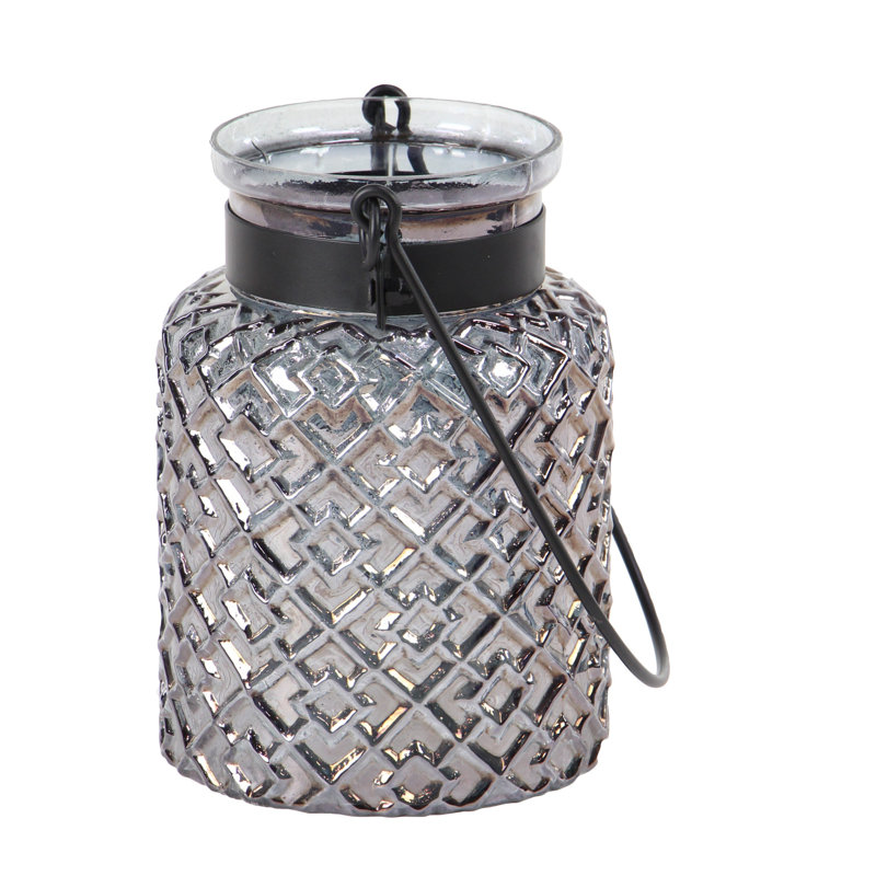 9'' H Glass Tabletop Candle Lantern, 9" H x 7" W x 7" D