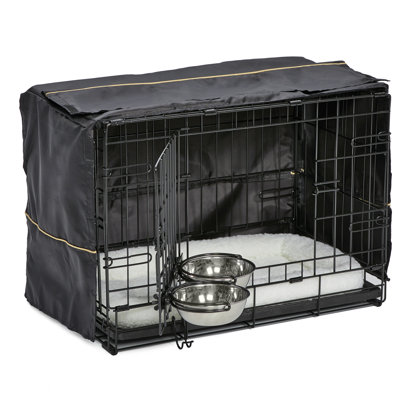 MidWest Homes for Pets iCrate Dog Crate Starter Kit / Includes Dog Crate, Bed, 2 Bowls, Crate Cover