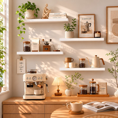 4 Pieces MDF & Thick Steel Bracket Floating Shelves