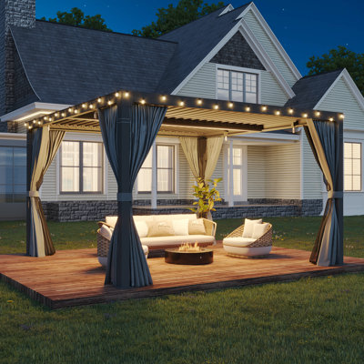 12 Ft. W X 12 Ft. D Louvred Pergola With Louvred Roof  For Decks, Gardens And Backyards