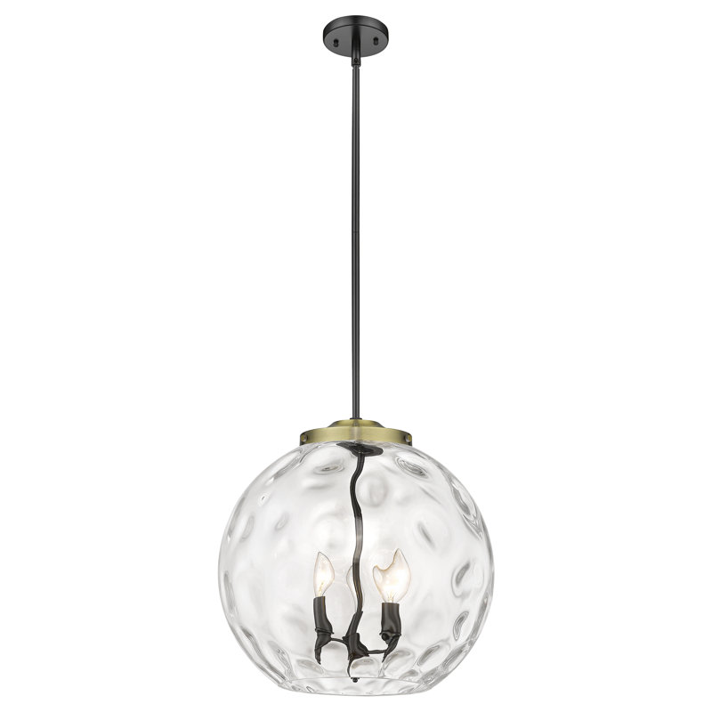 Luminaire suspendu sphère 3 lumières 3 lumières, H 17,13 po x l 15,75 po x P 15,75 po, Laiton antique noir
