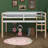 Twin Size Low Loft Bed For Kids, Solid Wooden Low Loft Bed Frame With Ladder And Guardrail For Small Room & Low Ceiling Bedrrom