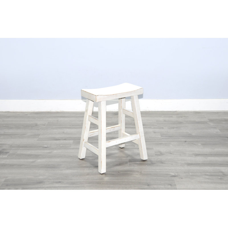 Anneliesa Solid Wood Counter Stool, Counter Stool (24" Seat Height), White
