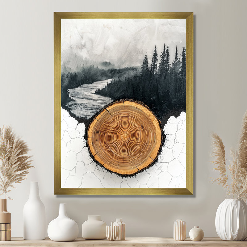 Girace - paysages, art mural sur toile, H 44 po x l 34 po, Doré, Picture Framed
