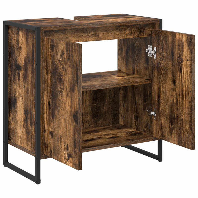 Freestanding Under Sink Cabinet, Smoke Oak
