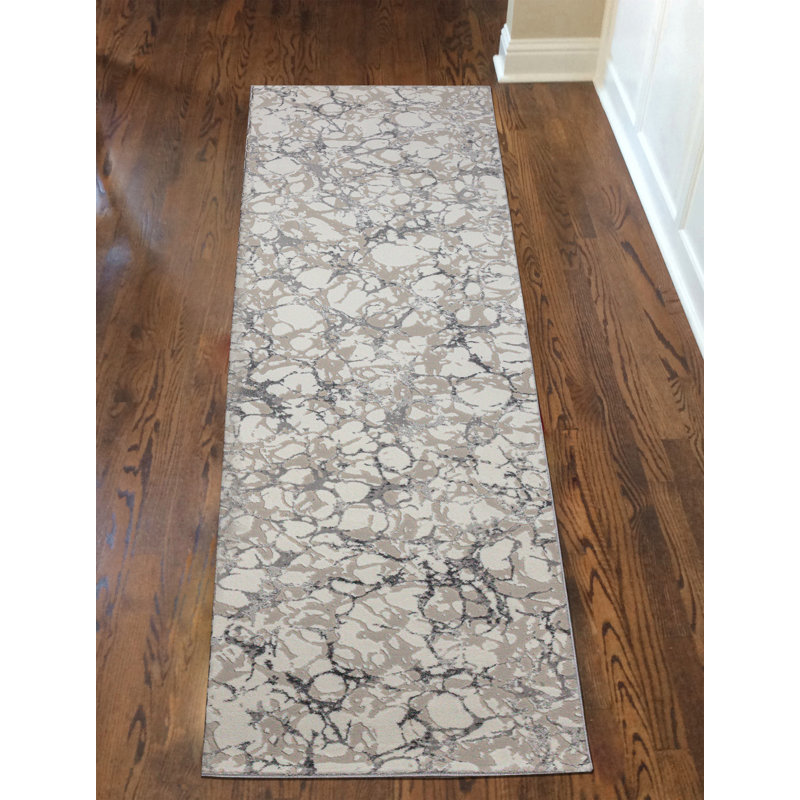 Chardarius 1240 Transitional Marbled Gray Area Rug, Runner 2'2" x 7'7"
