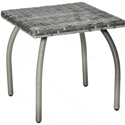 Petite table de bout carrée en rotin, table d'appoint en osier pour l'extérieur, table basse en matériau résistant aux intempéries pour le jardin, le balcon et la cour