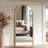 Natural Pine Wood Arch Full-Length Mirror - Elegant Wall-Leaning Or Wall-Mounted Design-1577740731