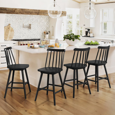 18.1" W Swivel Solid Wood Counter Stool (Set of 4)
