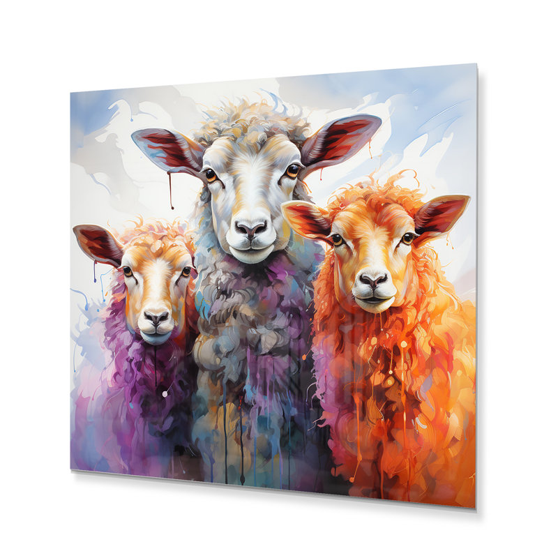 Molleton coloré coloré II - Reproduction d'animaux sur métal, H 36 po x l 36 po x P 1 po