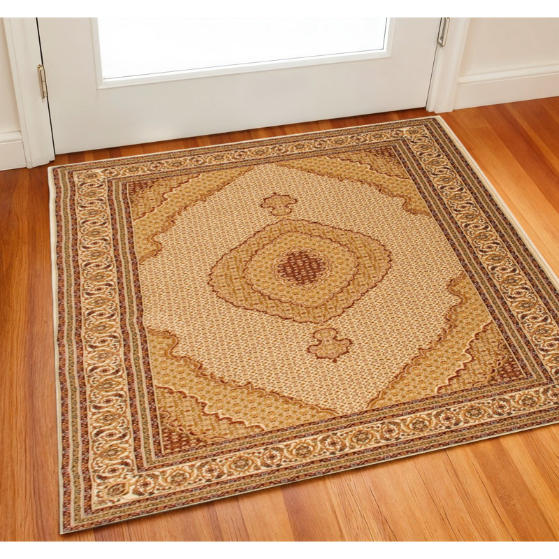 2' X 2' Red And Beige Oriental Square Rug