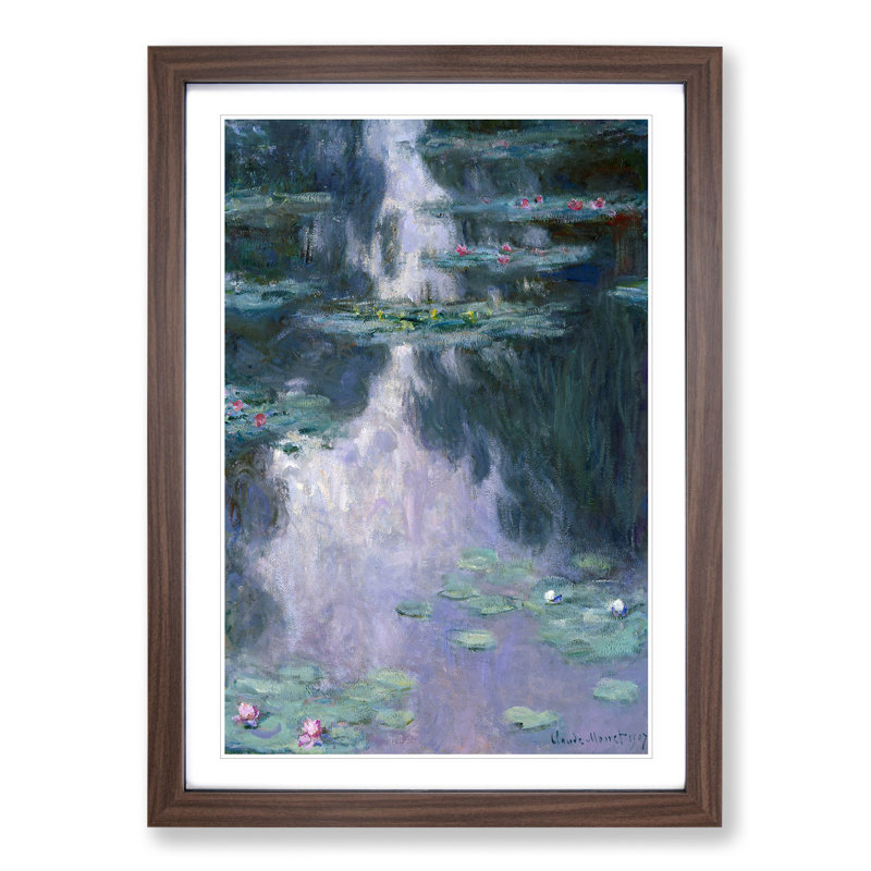 Water Lilies Lily Pond Vol.23 by Claude Monet - Picture Frame Painting, 48cm H x 36cm W x 2cm D, Walnut