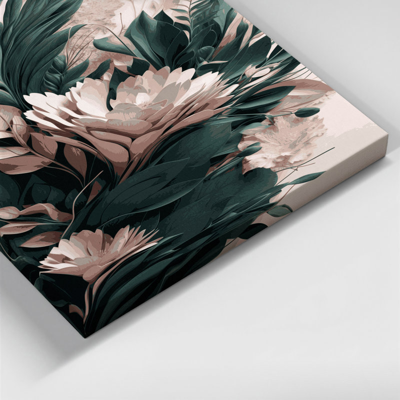"Abstract Florals", art mural sur toile verte, H 24 po x l 20 po