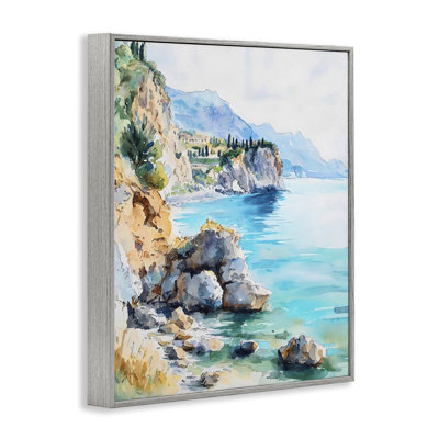 Azure Italian Coastline Framed Giclee, design by LSR Design Studio