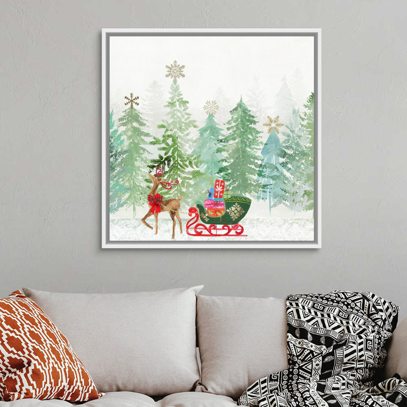 Holiday Greetings - reproduction d'art sur toile, 38" H x 38" W x 1.75" D, Cadre blanc