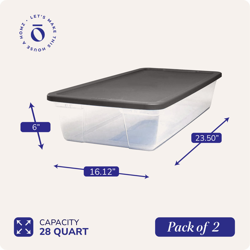 Contenant de rangement en plastique empilable Homz, 28 pte, Gris