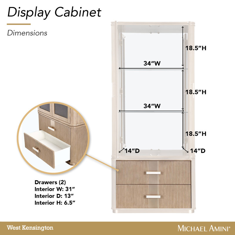 West Kensington Display Cabinet, Tan
