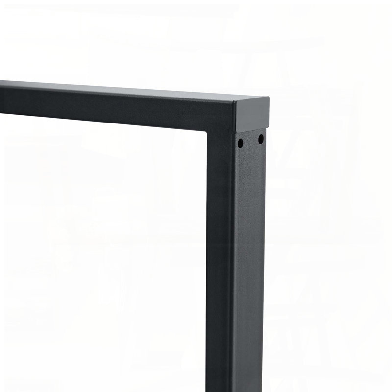 Table de salle à manger rectangulaire 55 pouces avec plateau texturé noir et pieds en métal