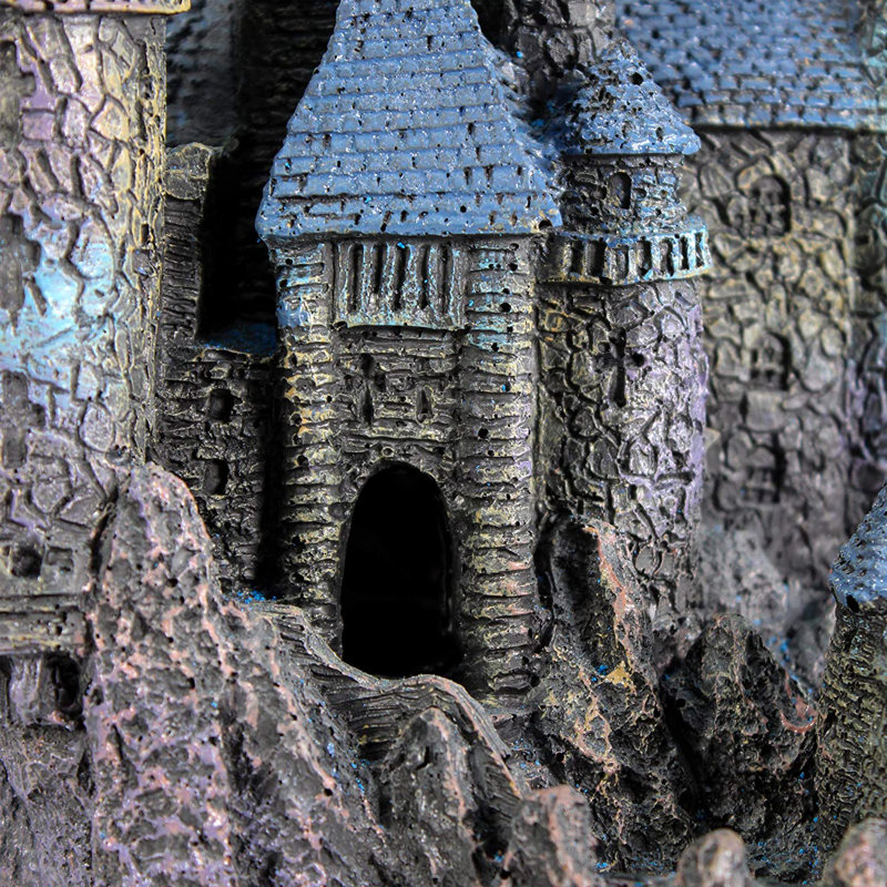 Extra Large Gray Resin Medieval Castle Aquarium Ornament